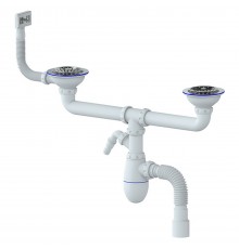 B731VP - сифон для двойной мойки универсальный