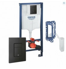 Инсталляция GROHE 3  в 1 с черной квад. кнопкой 38811KFO