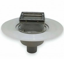 Трап для душа под плитку 10x10 вертикальный сухим затвором и гидрозатвором.Zeissler (4/1)