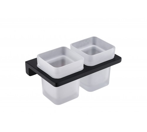 Настенный стеклянный стакан двойной  ( черный) 9504 black Kern (20шт)