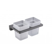 Настенный стеклянный стакан двойной  (оруж. сталь) 9504 gun Kern (20шт)