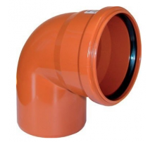 Отвод 110*90 гр         ПВХ    Политэк наруж РЫЖ (45шт)