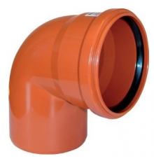 Отвод 110*90 гр         ПВХ    Политэк наруж РЫЖ (45шт)