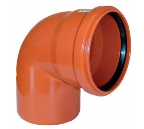 Отвод 110*90 гр         ПВХ    Политэк наруж РЫЖ (45шт)