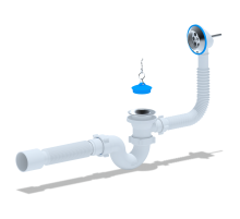 Сифон Aни для ванны круг+гофра с выпус+перел Е155 (30/шт)