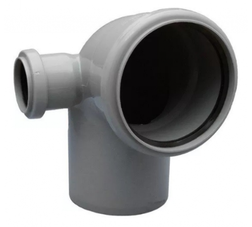 Отвод     ПВХ  110   90гр  с вых на 50 левый  Политэк (40/шт)